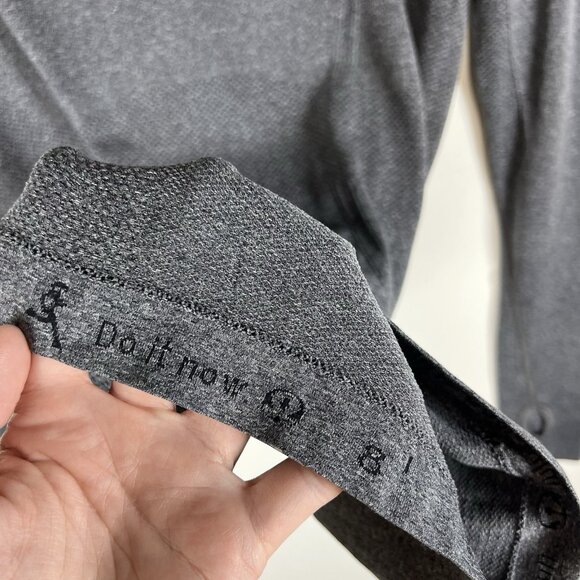 Lululemon Swiftly Tech Long Sleeve Crew Sz‎ 8 Gray Thumbholes Workout Yoga - Picture 4 of 8